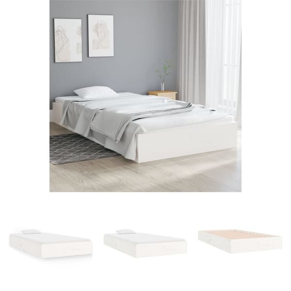 The Living Store sengeramme 90x200 cm massivt træ hvid -  Senge & sengeramme