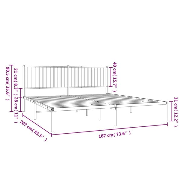 The Living Store sengeramme med sengegavl 180x200 cm metal sort - Senge & sengeramme