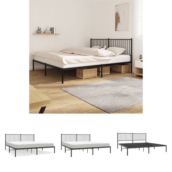 The Living Store sengeramme med sengegavl 180x200 cm metal sort - Senge & sengeramme