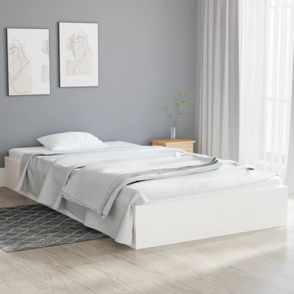 The Living Store sengeramme 100x200 cm massivt træ hvid -  Senge & sengeramme