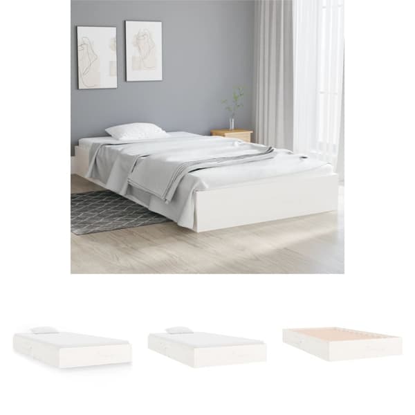 The Living Store sengeramme 100x200 cm massivt træ hvid - Senge & sengeramme