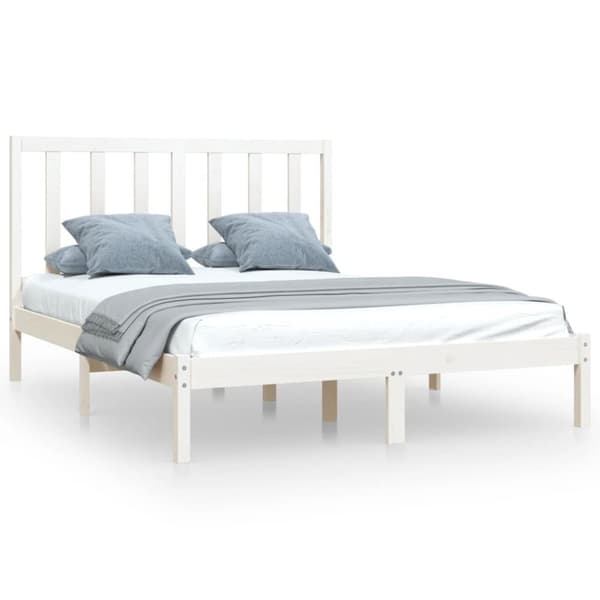 The Living Store sengeramme 140x200 cm massivt fyrretræ hvid - Senge & sengeramme