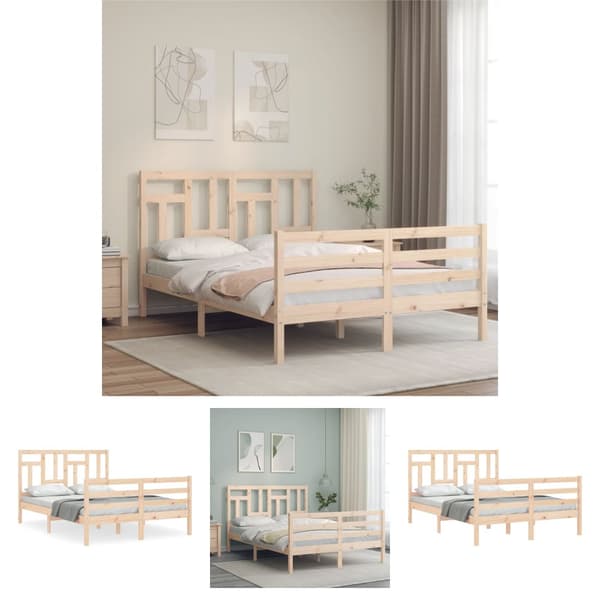 The Living Store sengeramme med sengegavl 140x200 cm massivt træ hvid -  Senge & sengeramme