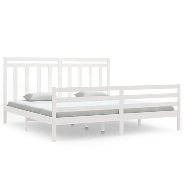 The Living Store sengeramme 200x200 cm massivt træ hvid - Senge & sengeramme