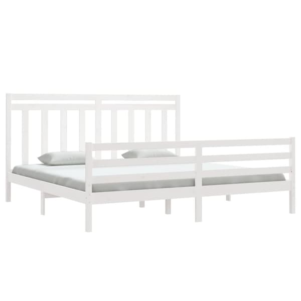 The Living Store sengeramme 200x200 cm massivt træ hvid -  Senge & sengeramme