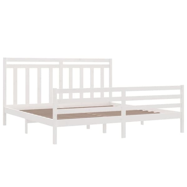 The Living Store sengeramme 200x200 cm massivt træ hvid - Senge & sengeramme