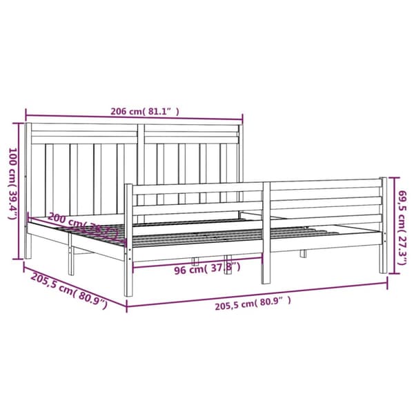 The Living Store sengeramme 200x200 cm massivt træ hvid - Senge & sengeramme