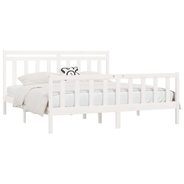 The Living Store sengeramme 200x200 cm massivt fyrretræ hvid - Senge & sengeramme
