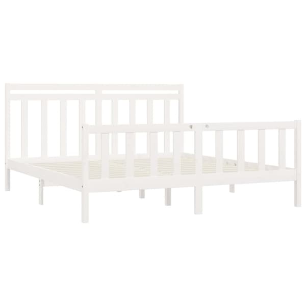 The Living Store sengeramme 200x200 cm massivt fyrretræ hvid - Senge & sengeramme