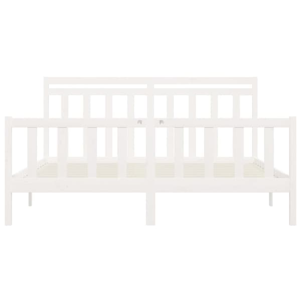 The Living Store sengeramme 200x200 cm massivt fyrretræ hvid - Senge & sengeramme
