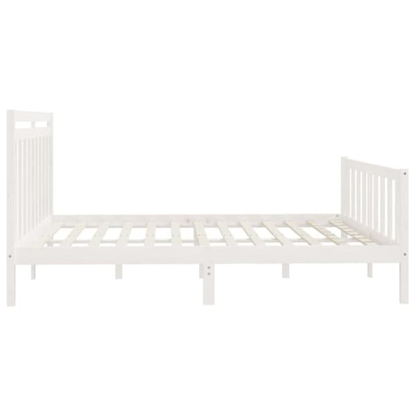 The Living Store sengeramme 200x200 cm massivt fyrretræ hvid - Senge & sengeramme