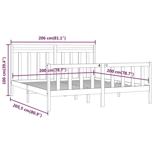 The Living Store sengeramme 200x200 cm massivt fyrretræ hvid - Senge & sengeramme