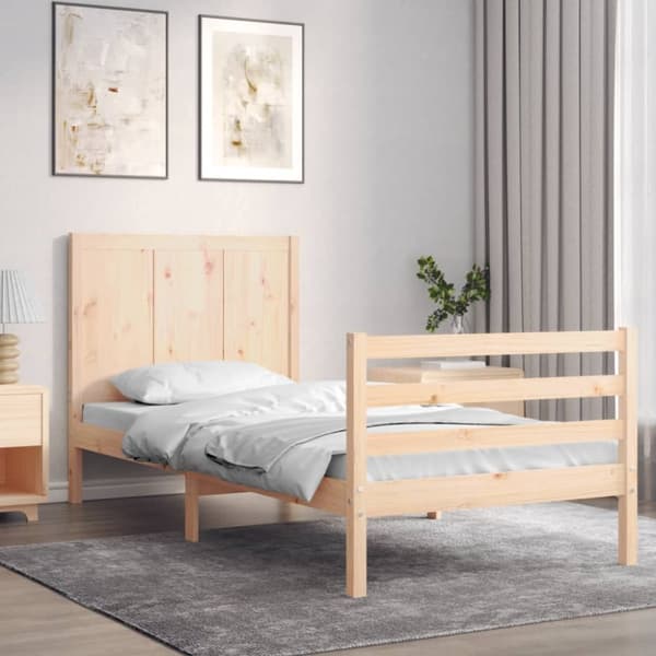 The Living Store sengeramme med sengegavl 90x200 cm massivt træ -  Senge & sengeramme