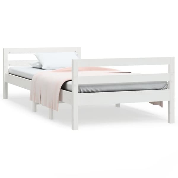 The Living Store sengestel 75x190 cm massivt fyrretræ hvid - Senge & sengeramme