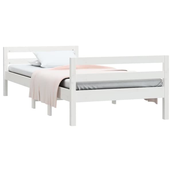 The Living Store sengestel 75x190 cm massivt fyrretræ hvid - Senge & sengeramme