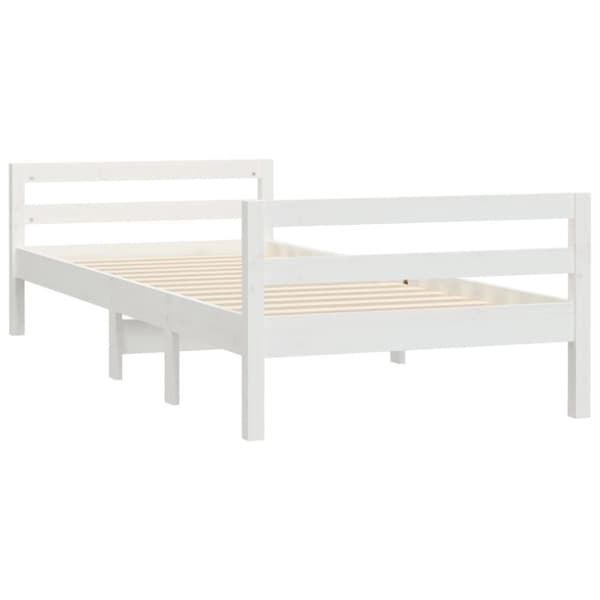 The Living Store sengestel 75x190 cm massivt fyrretræ hvid -  Senge & sengeramme