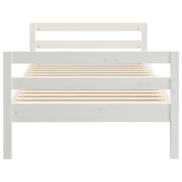 The Living Store sengestel 75x190 cm massivt fyrretræ hvid - Senge & sengeramme