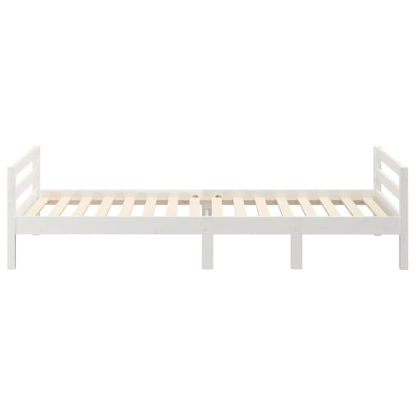 The Living Store sengestel 75x190 cm massivt fyrretræ hvid - Senge & sengeramme