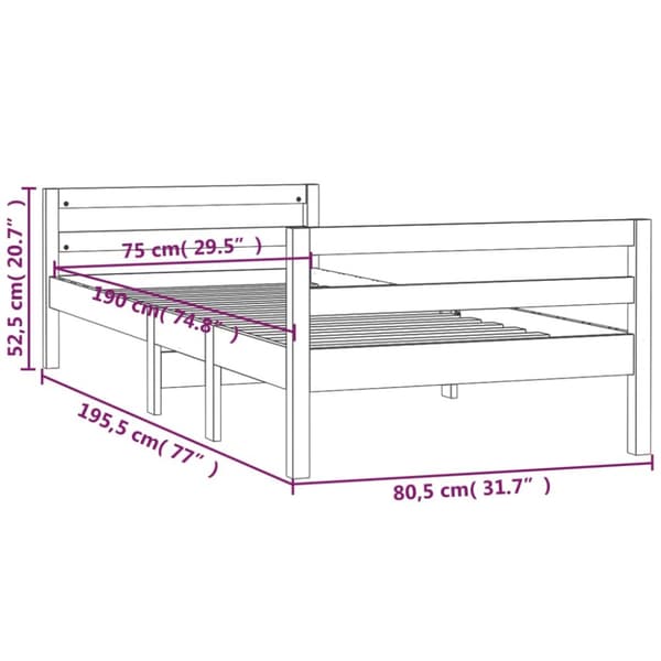 The Living Store sengestel 75x190 cm massivt fyrretræ hvid - Senge & sengeramme