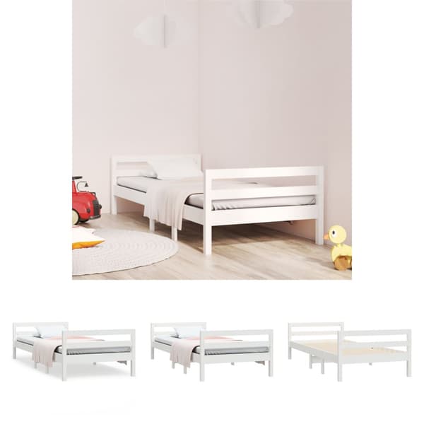 The Living Store sengestel 75x190 cm massivt fyrretræ hvid - Senge & sengeramme