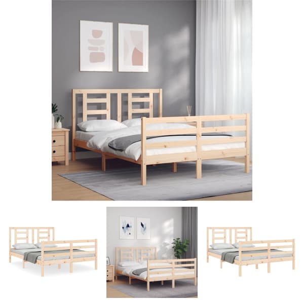 The Living Store sengeramme med sengegavl 140x200 cm massivt træ hvid - Senge & sengeramme