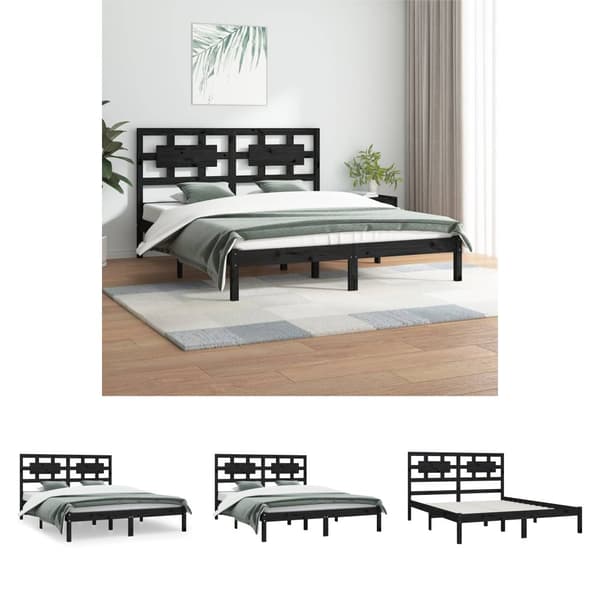 The Living Store sengeramme 180x200 cm Super King massivt fyrretræ grå - Senge & sengeramme