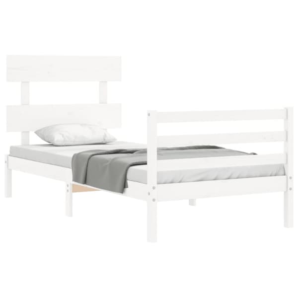 The Living Store sengeramme med sengegavl 90x200 cm massivt træ hvid - Senge & sengeramme