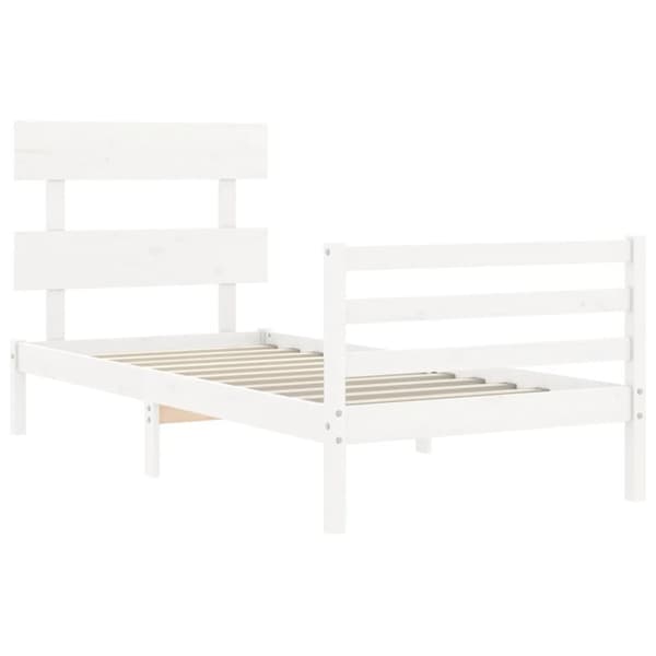 The Living Store sengeramme med sengegavl 90x200 cm massivt træ hvid - Senge & sengeramme