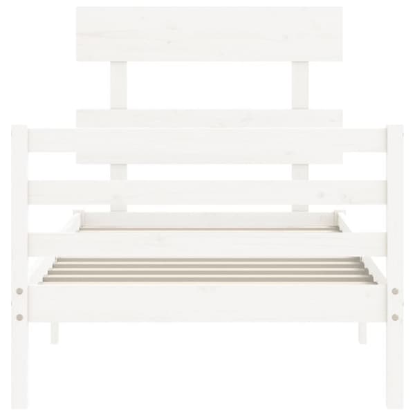 The Living Store sengeramme med sengegavl 90x200 cm massivt træ hvid - Senge & sengeramme