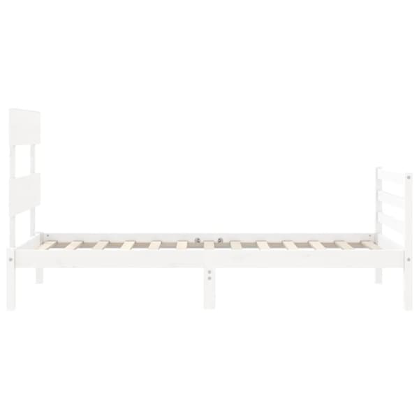 The Living Store sengeramme med sengegavl 90x200 cm massivt træ hvid - Senge & sengeramme