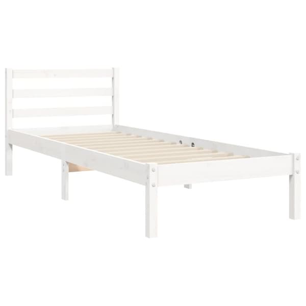 The Living Store sengeramme med sengegavl 90x200 cm massivt træ hvid - Senge & sengeramme