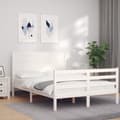 Miniatyrbillede 4 af 11: The Living Store sengeramme med sengegavl 120x200 cm massivt træ hvid -  Senge & sengeramme