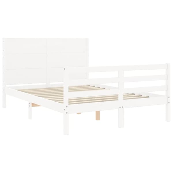 The Living Store sengeramme med sengegavl 120x200 cm massivt træ hvid -  Senge & sengeramme
