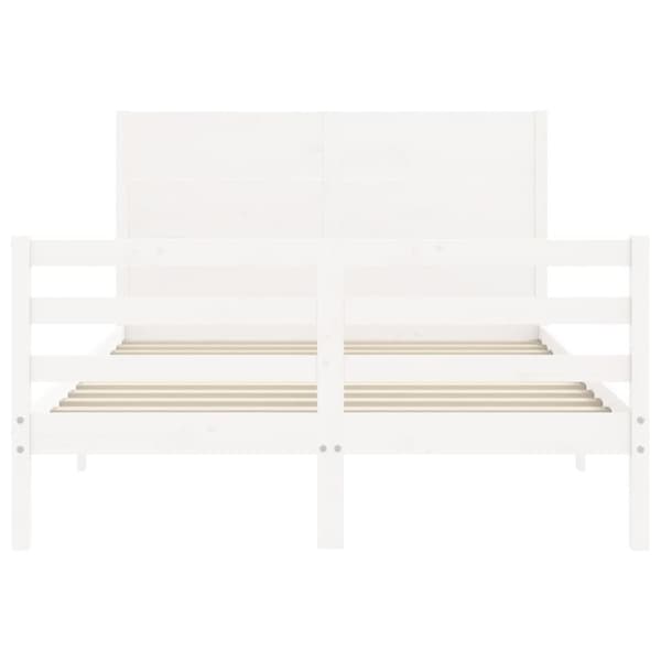 The Living Store sengeramme med sengegavl 120x200 cm massivt træ hvid -  Senge & sengeramme