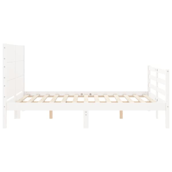 The Living Store sengeramme med sengegavl 120x200 cm massivt træ hvid -  Senge & sengeramme