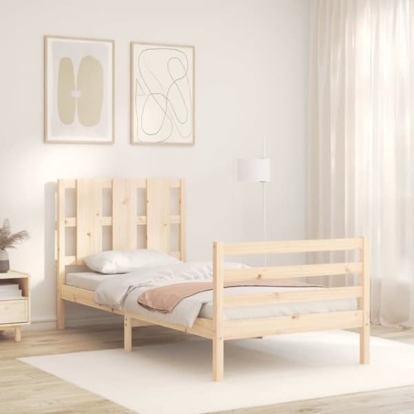 The Living Store sengeramme med sengegavl 90x200 cm massivt træ - Senge & sengeramme