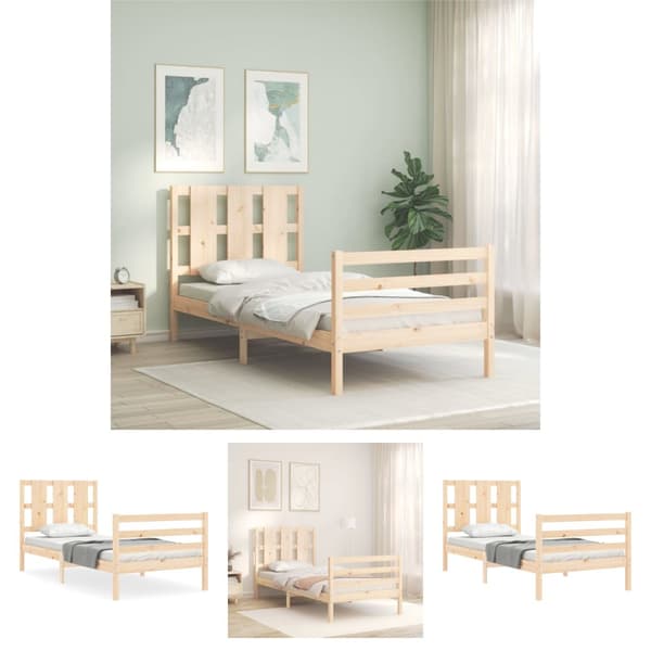 The Living Store sengeramme med sengegavl 90x200 cm massivt træ - Senge & sengeramme