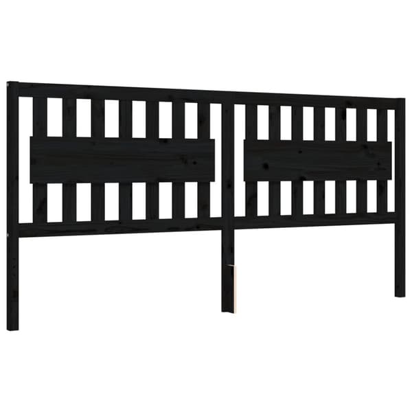 The Living Store sengeramme med sengegavl 200x200 cm massivt træ sort - Senge & sengeramme