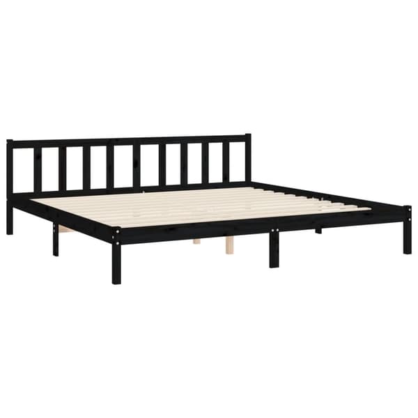 The Living Store sengeramme med sengegavl 200x200 cm massivt træ sort - Senge & sengeramme