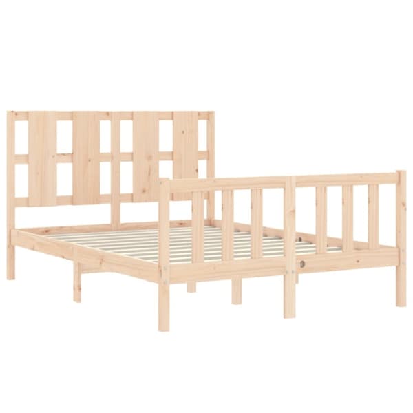The Living Store sengeramme med sengegavl 120x200 cm massivt træ hvid - Senge & sengeramme