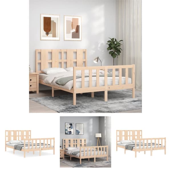 The Living Store sengeramme med sengegavl 120x200 cm massivt træ hvid -  Senge & sengeramme