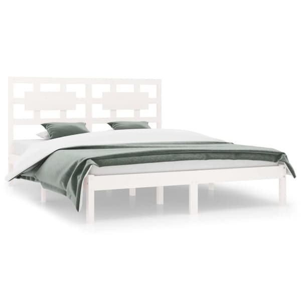 The Living Store sengeramme 160x200 cm massivt fyrretræ hvid - Senge & sengeramme