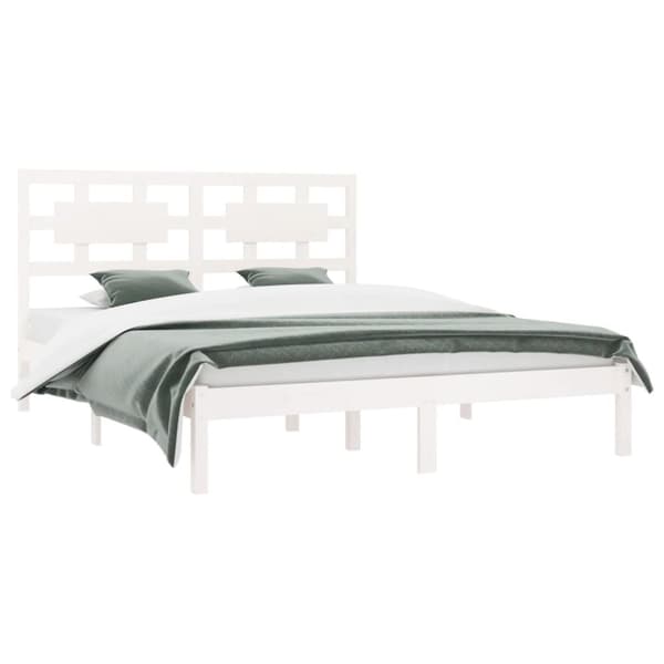 The Living Store sengeramme 160x200 cm massivt fyrretræ hvid - Senge & sengeramme