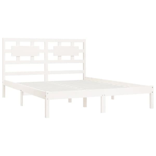 The Living Store sengeramme 160x200 cm massivt fyrretræ hvid - Senge & sengeramme