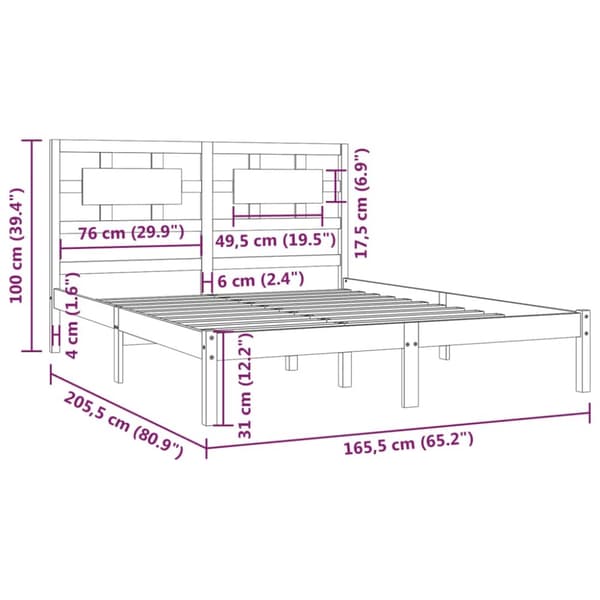 The Living Store sengeramme 160x200 cm massivt fyrretræ hvid - Senge & sengeramme