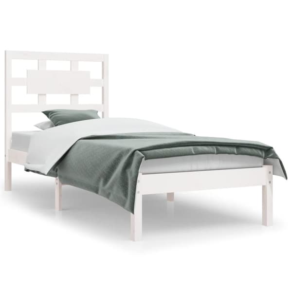 The Living Store sengeramme 90x200 cm massivt fyrretræ hvid - Senge & sengeramme