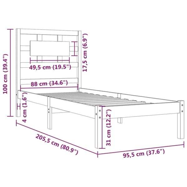 The Living Store sengeramme 90x200 cm massivt fyrretræ hvid - Senge & sengeramme