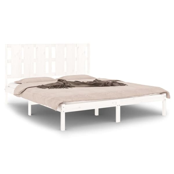 The Living Store sengeramme 160x200 cm massivt fyrretræ hvid -  Senge & sengeramme
