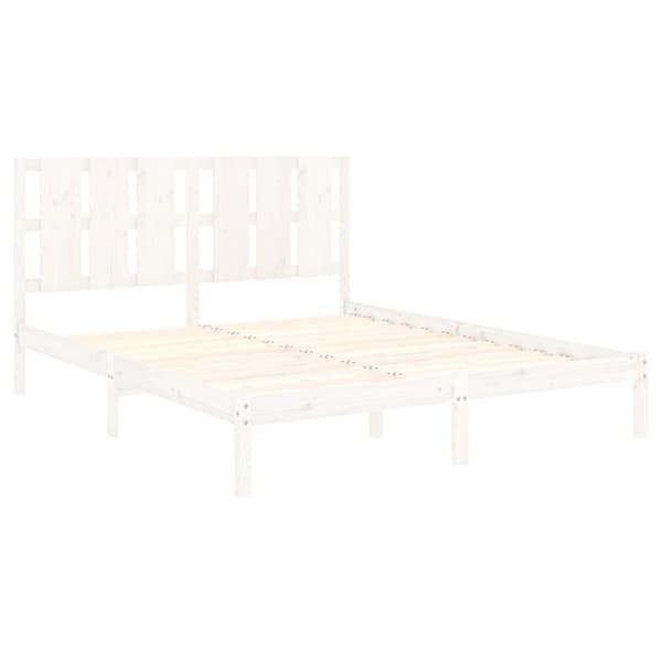 The Living Store sengeramme 160x200 cm massivt fyrretræ hvid -  Senge & sengeramme