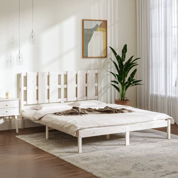 The Living Store sengeramme 160x200 cm massivt fyrretræ hvid - Senge & sengeramme